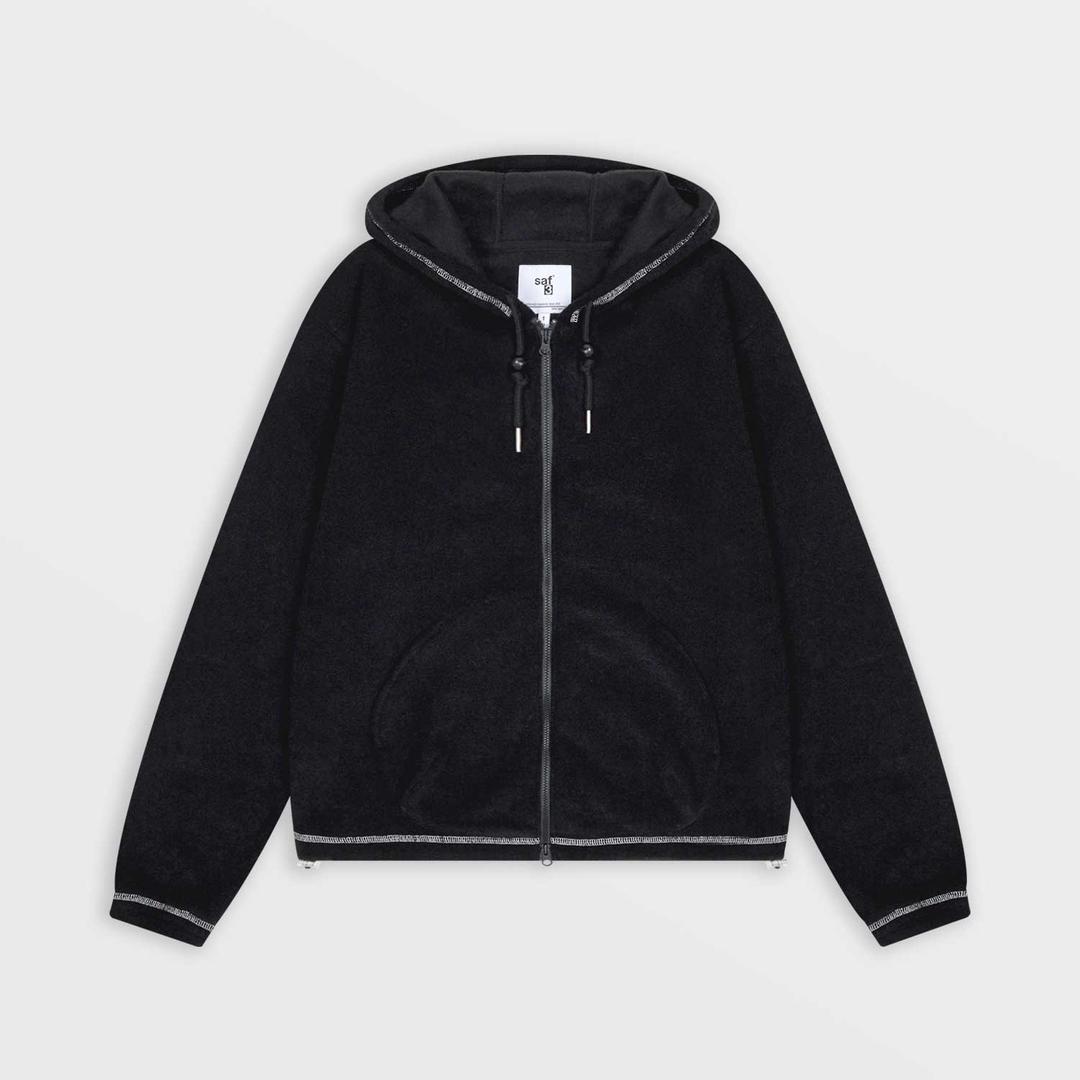 Journey Round Pocket Zip Up Hoodie (Black)