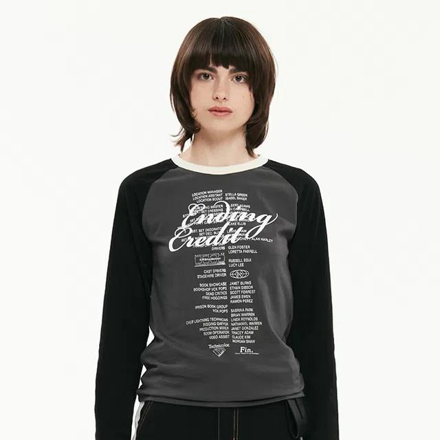 키르시 레터링 래글런 티셔츠 [블랙]