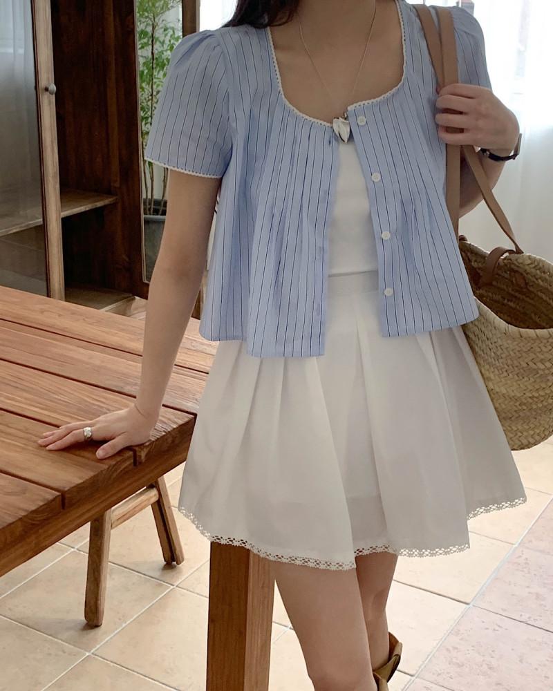 [아이,소라 당일발송]미엘 쥬뗌 크롭 블라우스(4color)