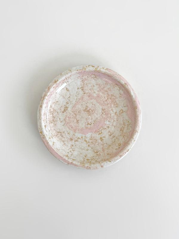 pink layered plate edge
