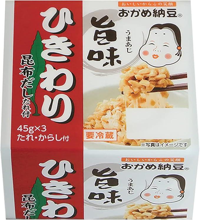 Okame Natto (Refrigerated) Umami Hikiwari Mini 3, 1.6 oz (45 g) x 3