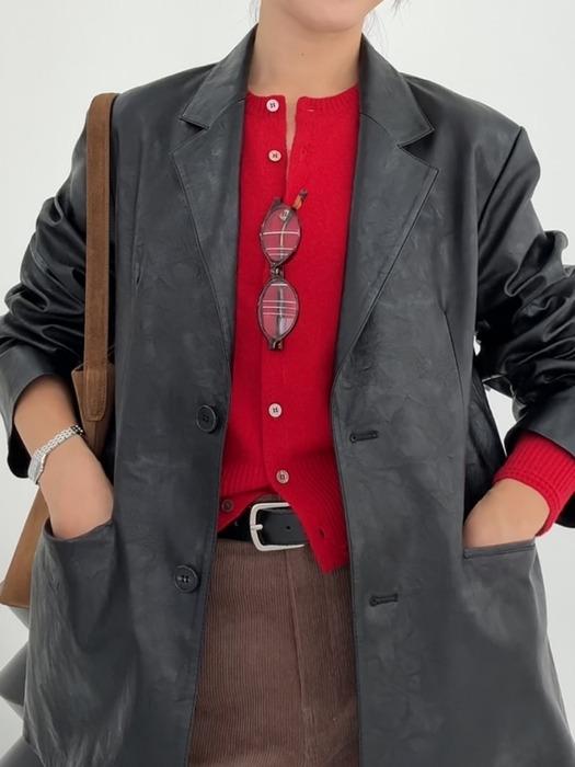 [컬러추가] Synthetic Leather Tailored Jacket_2color