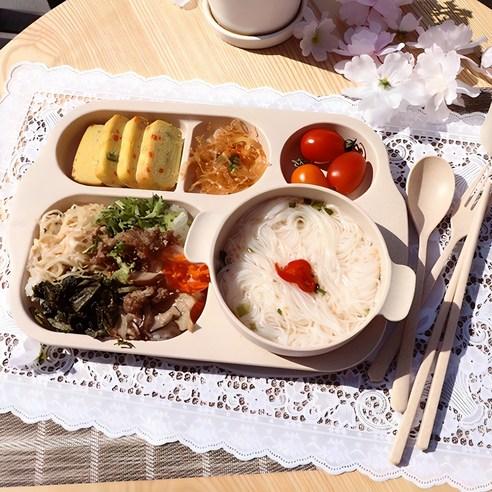 파스텔 리빙 다이어트 식판 + 컵 + 국그릇 + 수저 세트, 베이지, 1세트 - 식판 | 쿠팡