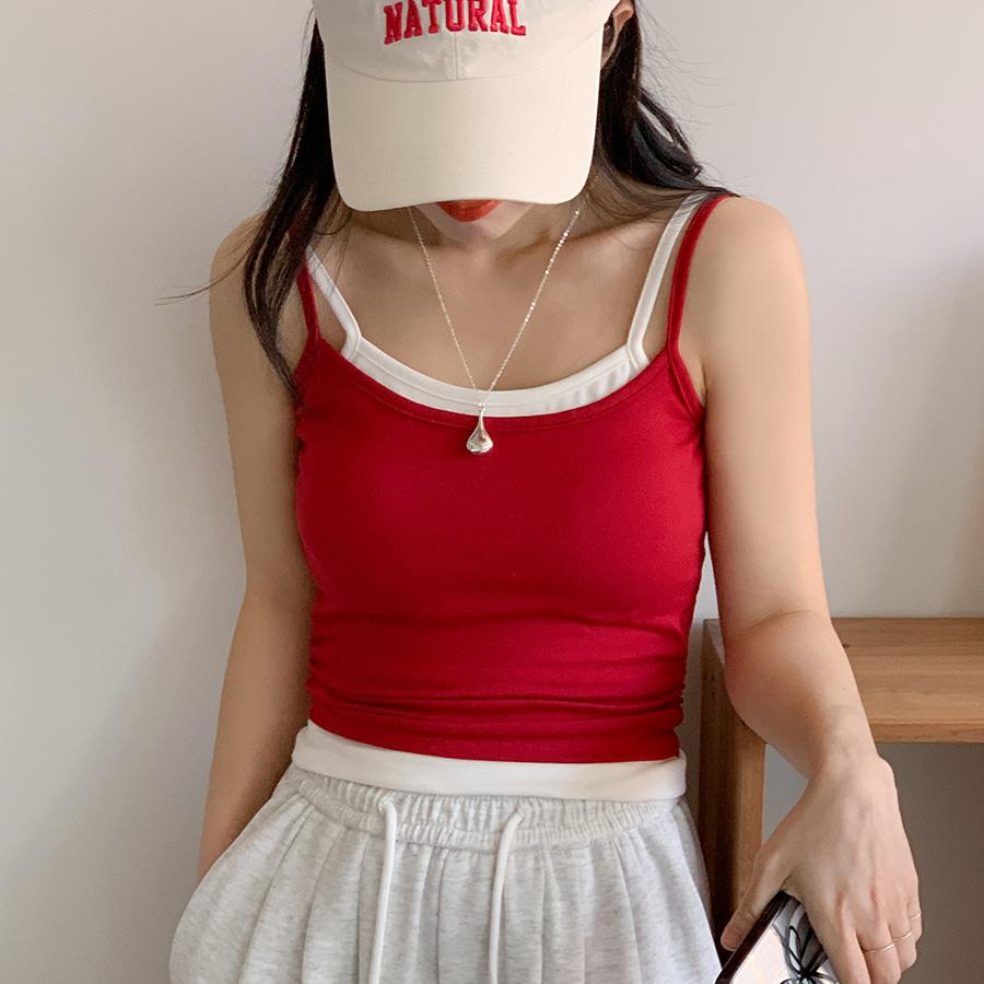[캡내장✨투톤] [당일발송] 쫀쫀투톤 캡내장 나시 캡나시 여자캡나시 레이어드나시 컬러나시 휴양지룩 바캉스룩 슬리브리스 이너나시 페스티벌 여행룩 동남아룩