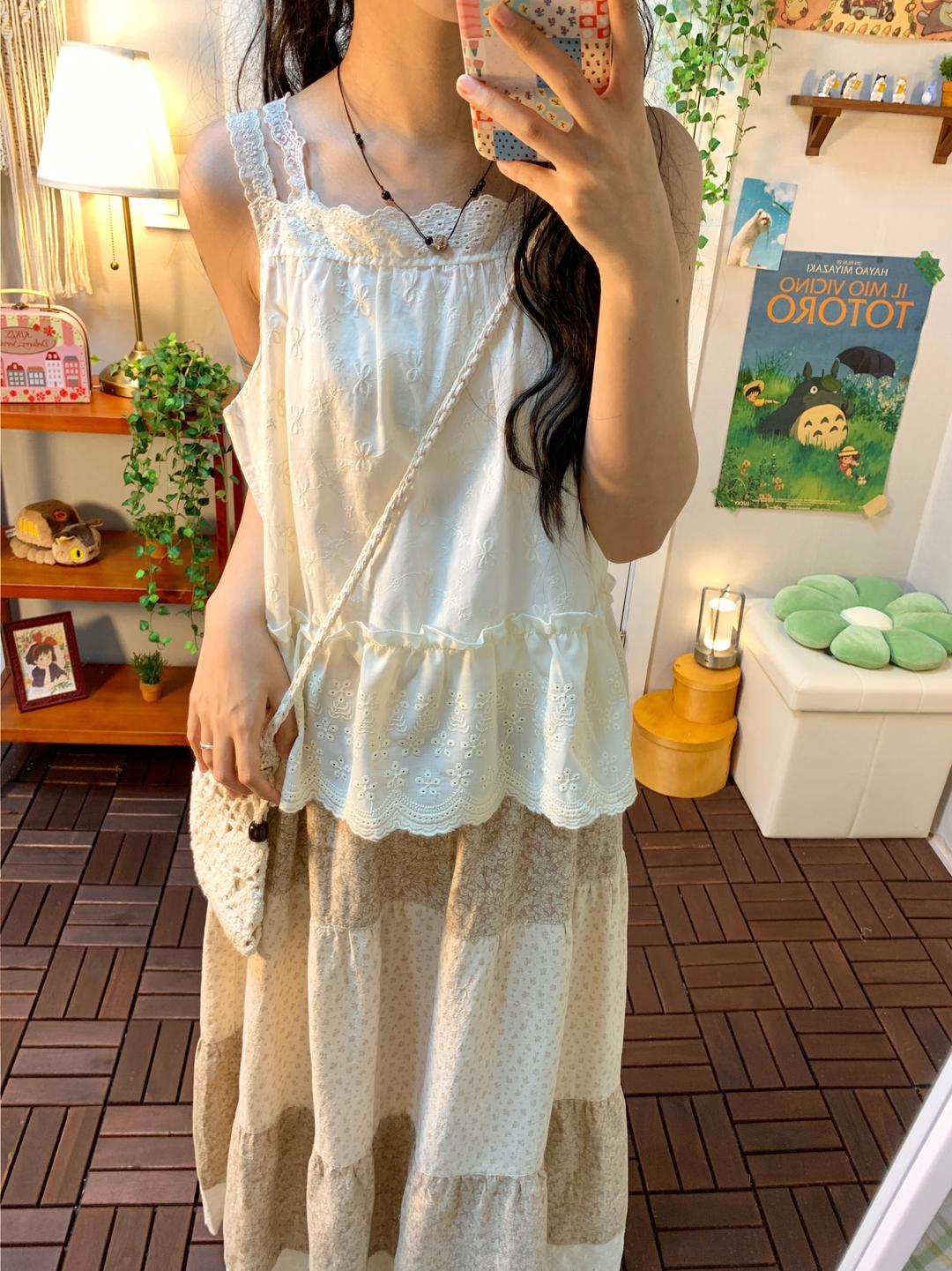 마지 Ribbona fill sleeveless ( ivory )