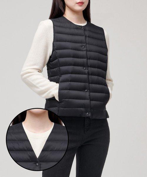 우먼즈 트랜스폼 라운드 넥 라이트 다운 베스트 [블랙]