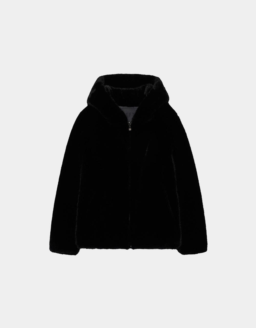 페이크 퍼 후디드 자켓 [블랙]