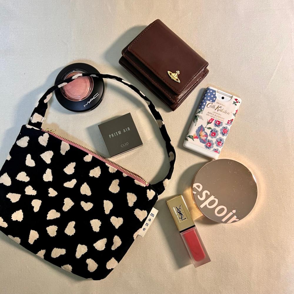 플럼 호피 파우치백 / 핸드메이드 파우치, 호피 파우치, 하트 파우치 / 마이네이비