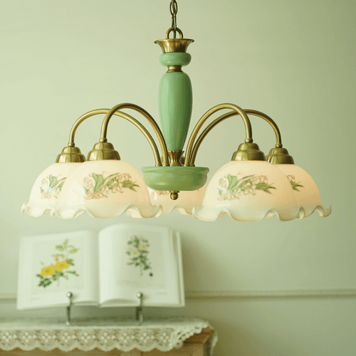 북유럽 레트로 플라워 에메랄드 샹들리에 거실 매장 천장등 식탕등 조명 램프