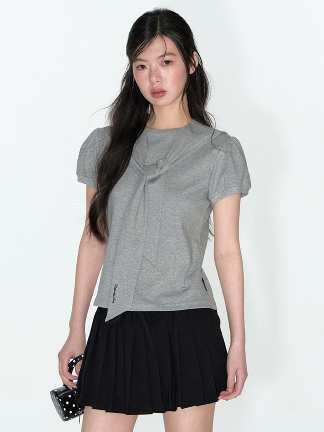 TAKEANAP Shawl Puff Slim T-shirt