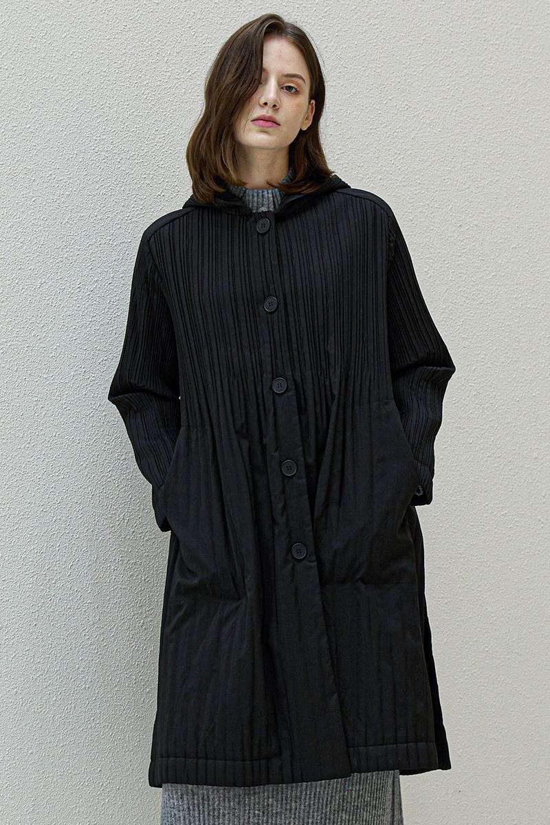 나그랑 후드 플리츠 패딩  롱자켓 _YI10WNPCT31