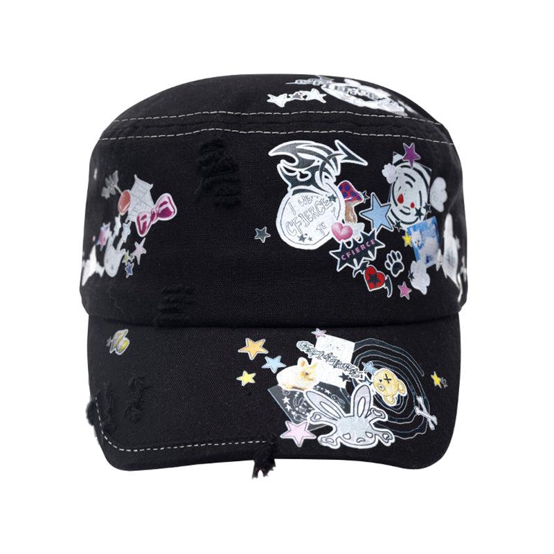 STICKER FLAT TOP CAP - BLACK