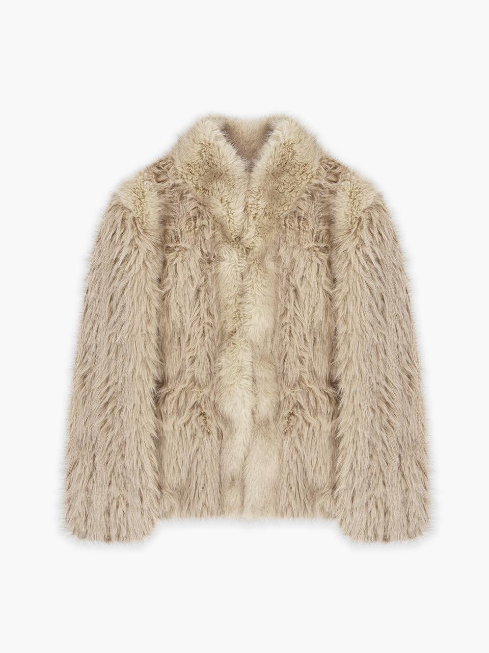 FLARE HALF FUR JACKET_beige