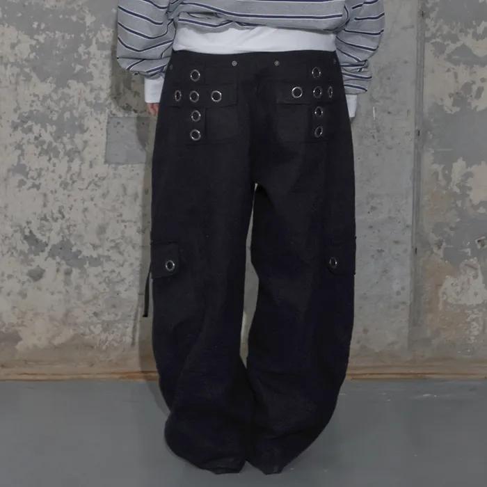 CROSS POCKET CARGO PANTS (BLACK) F25ZD976