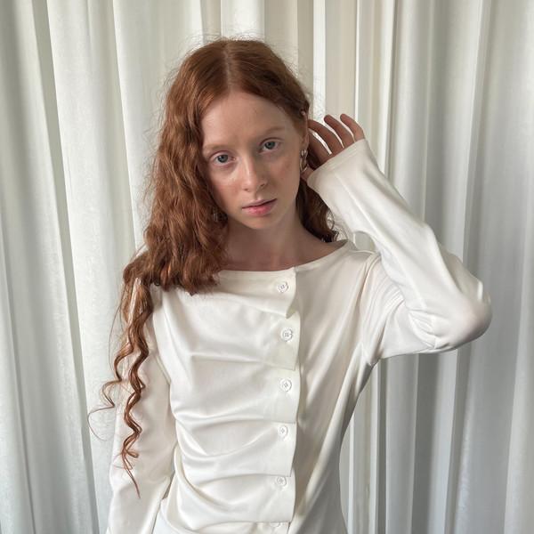 LOOSE Tencel cotton pleated long-sleeved blouse