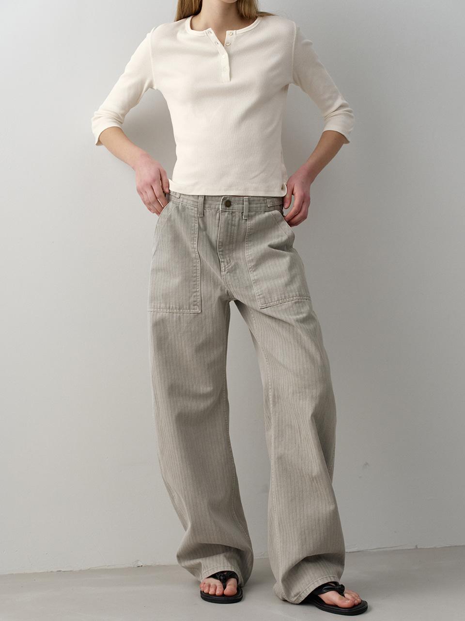 데님 라운드 워크 팬츠_sand grey