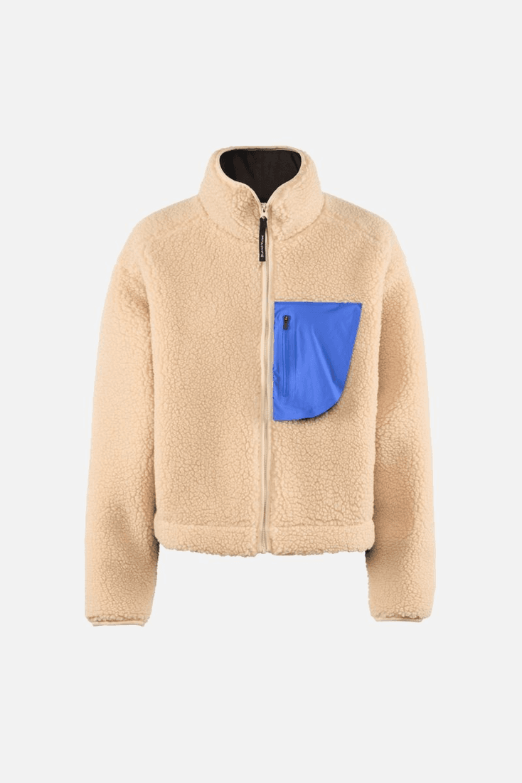 Cropped Wool Pile Fleece Jacket Quartz/Cobalt Blue