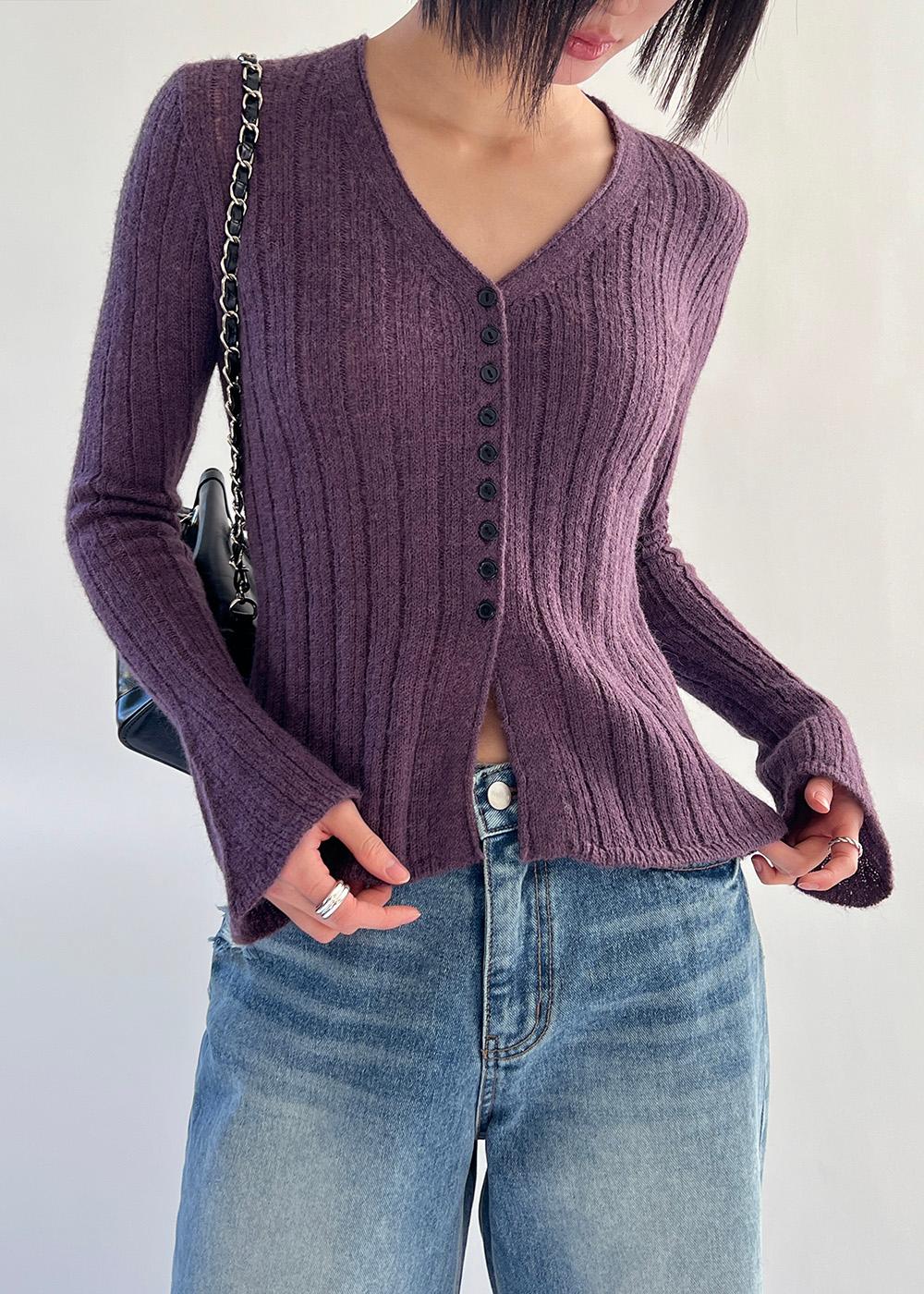 우튼 골지 가디건