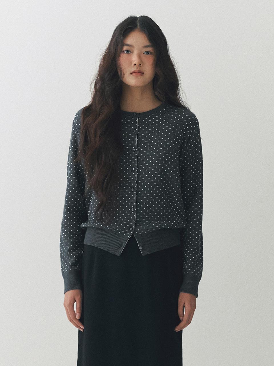 [배송지연] 소피 도트 가디건_차콜