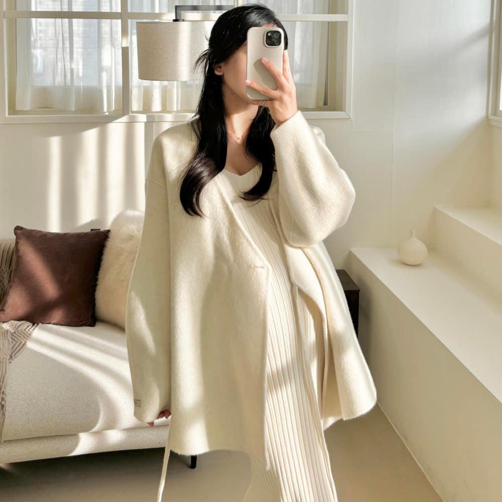 더블린 랩 울 핸드메이드코트 임산부코트 가을 겨울 여자 하프 울자켓