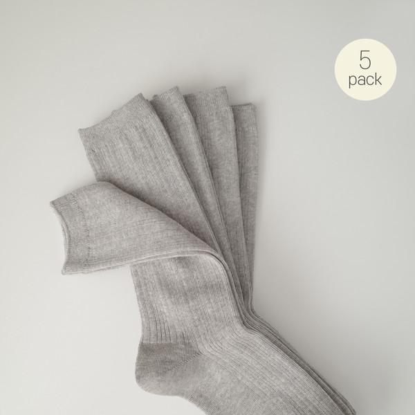 5pack Ribbed Socks - gray