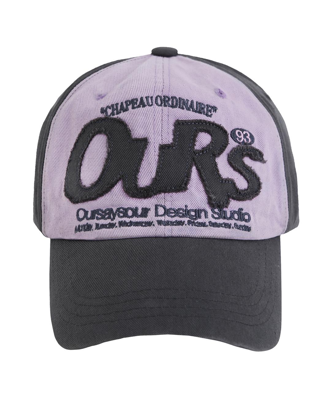 OUR 93 레터링 로고 볼캡 챠콜/퍼플