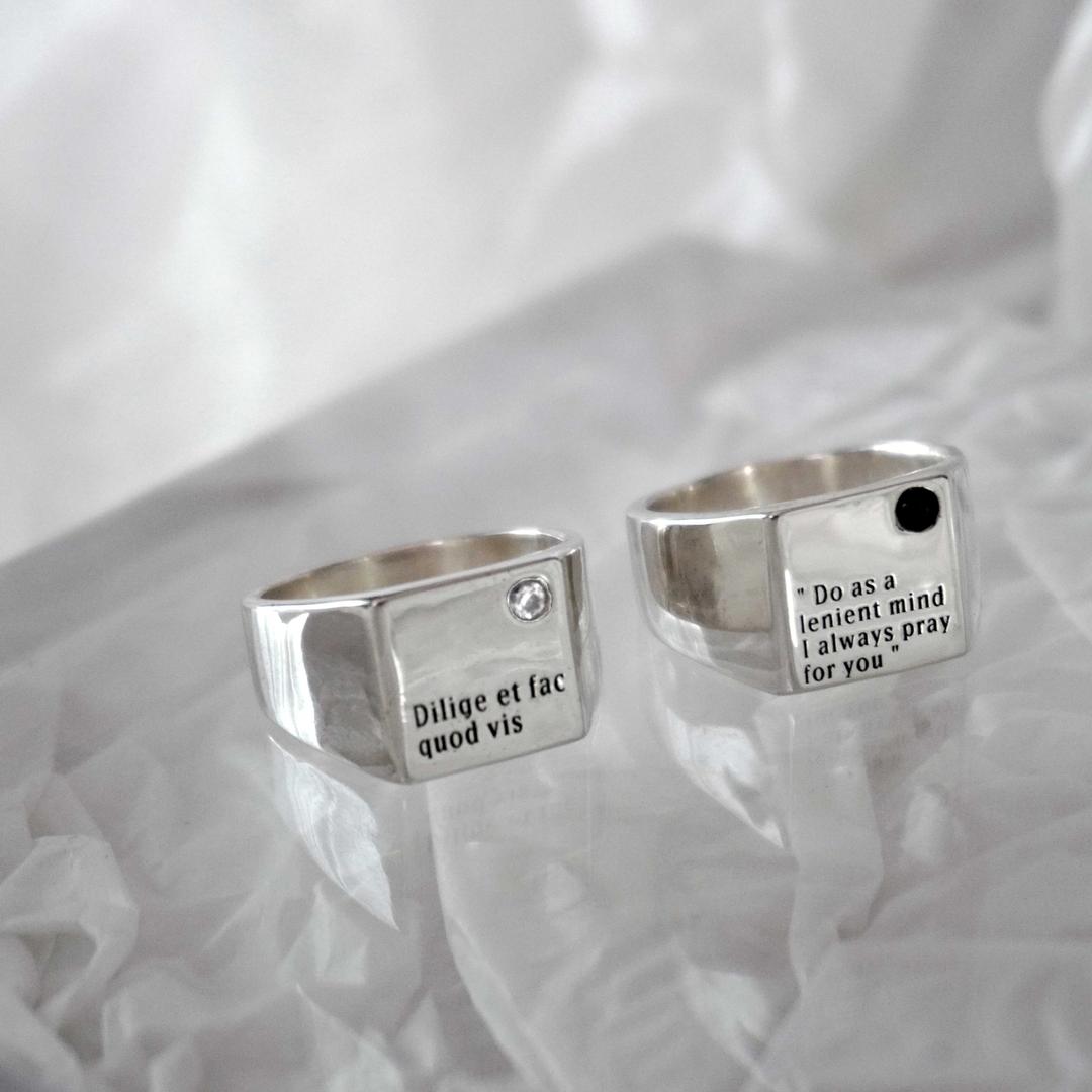 two stone letter silverring