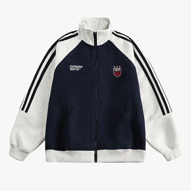 JAS1627 배색 소매 하이넥 집업 점퍼