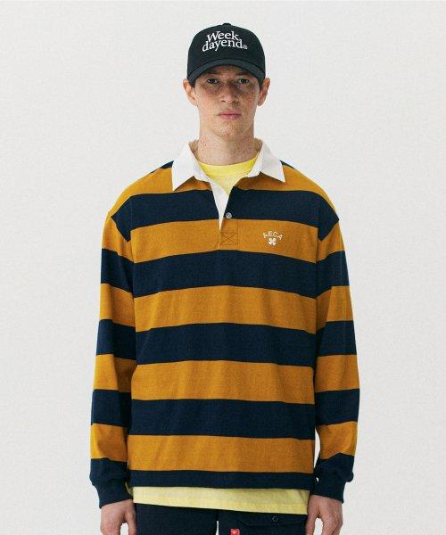 N158 RUGBY T-SHIRTS-YELLOW/NAVY