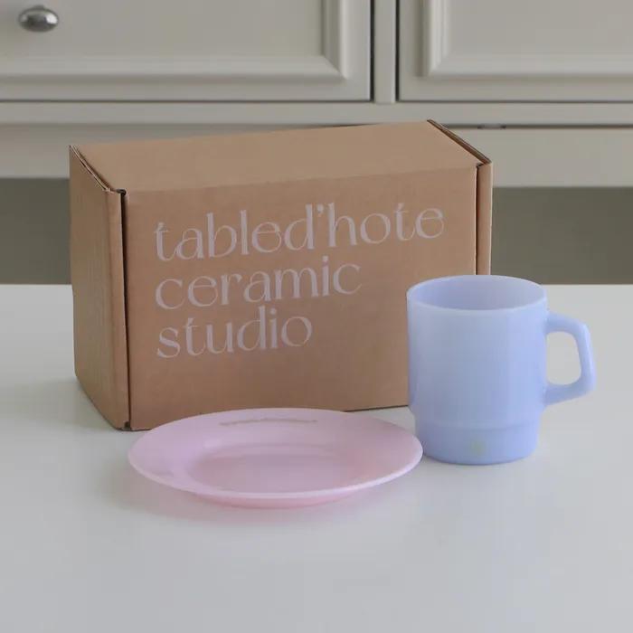 [gift Set] 타블도트 펭귄 밀크글라스 빈티지 접시+머그  홈카페 선물세트