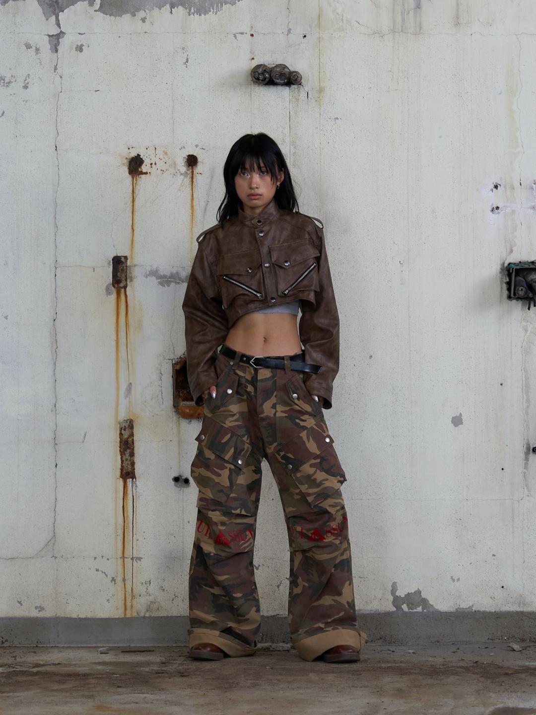 Ghost In The Shell Logo Denim Cargo Pants (Camo)