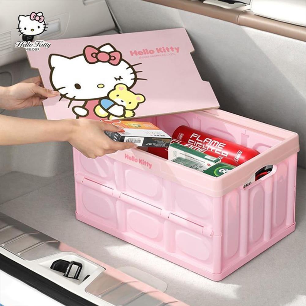 헬로키티 트렁크 정리함 차량 수납 폴딩 박스 캠핑 테이블 접이식 리빙박스 자동차 꾸미기