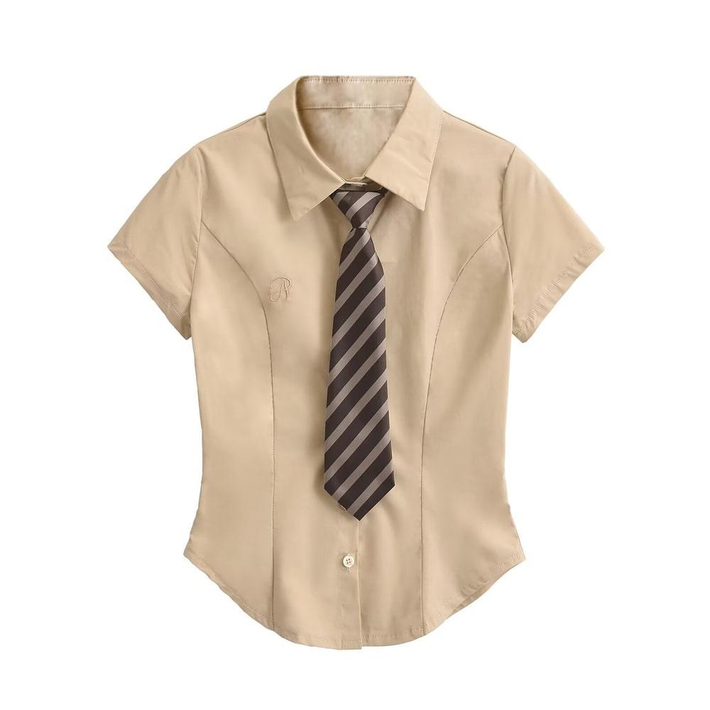 폰즈 타이 핀턱 셔츠 세트 231647165