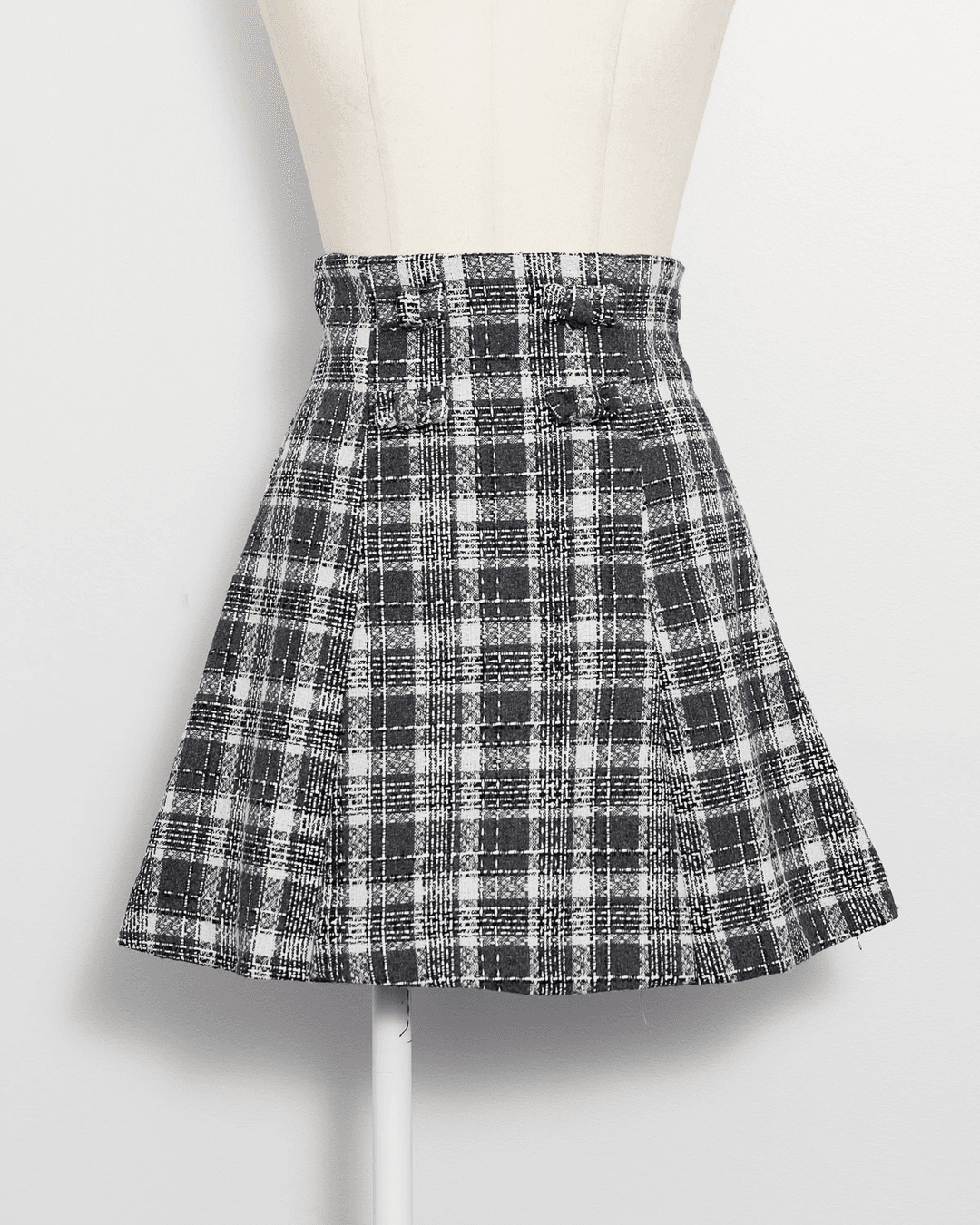 フロントリボンタックフレアミニスカート