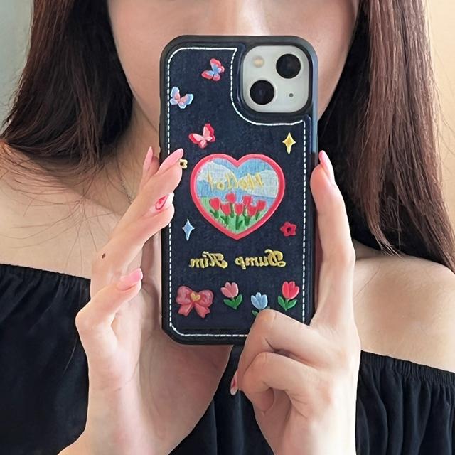 데님 자수❤핸드폰 아이폰케이스[XR 11 12 13 14 15 PRO MAX 프로맥스]