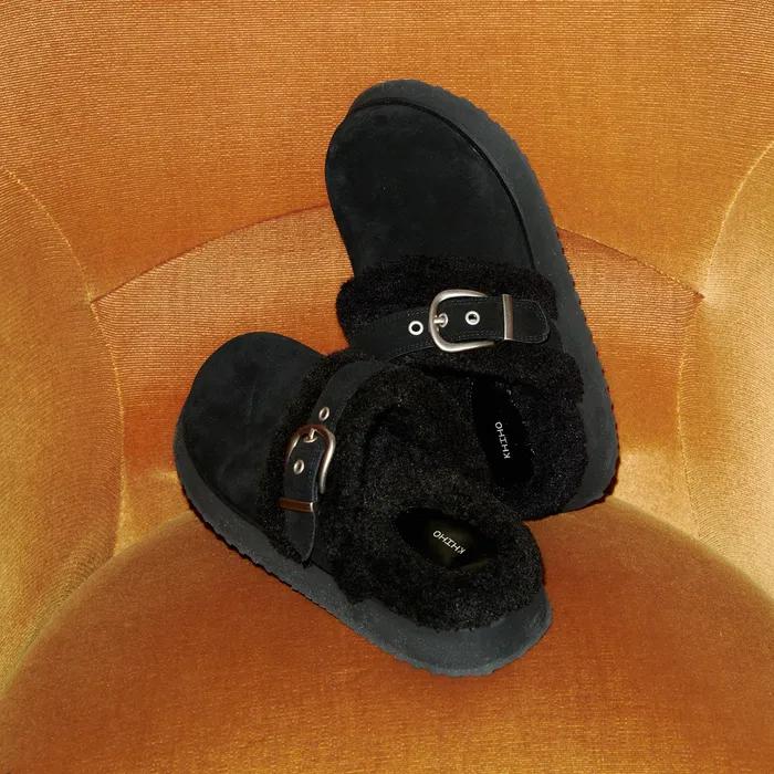 Nestel fur slipper / BLACK