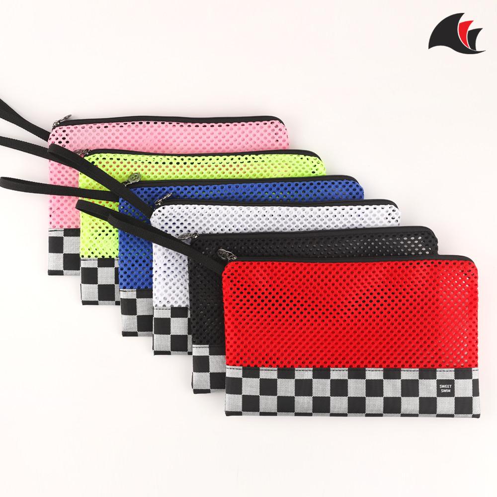 체크패턴 메쉬망사파우치 6color