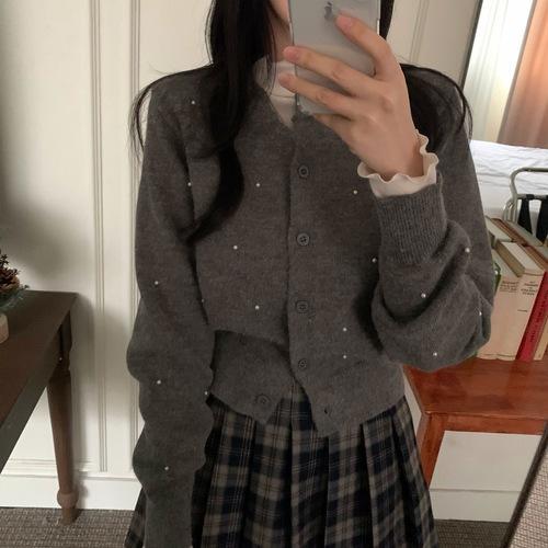 [베스트특가✨] 진주 니트 홀리 가디건