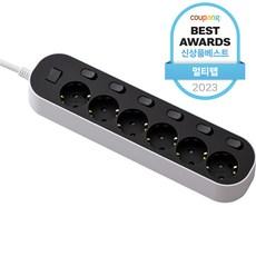 이지스 자동소화 개별절전 프리미엄 멀티탭 6구 블랙