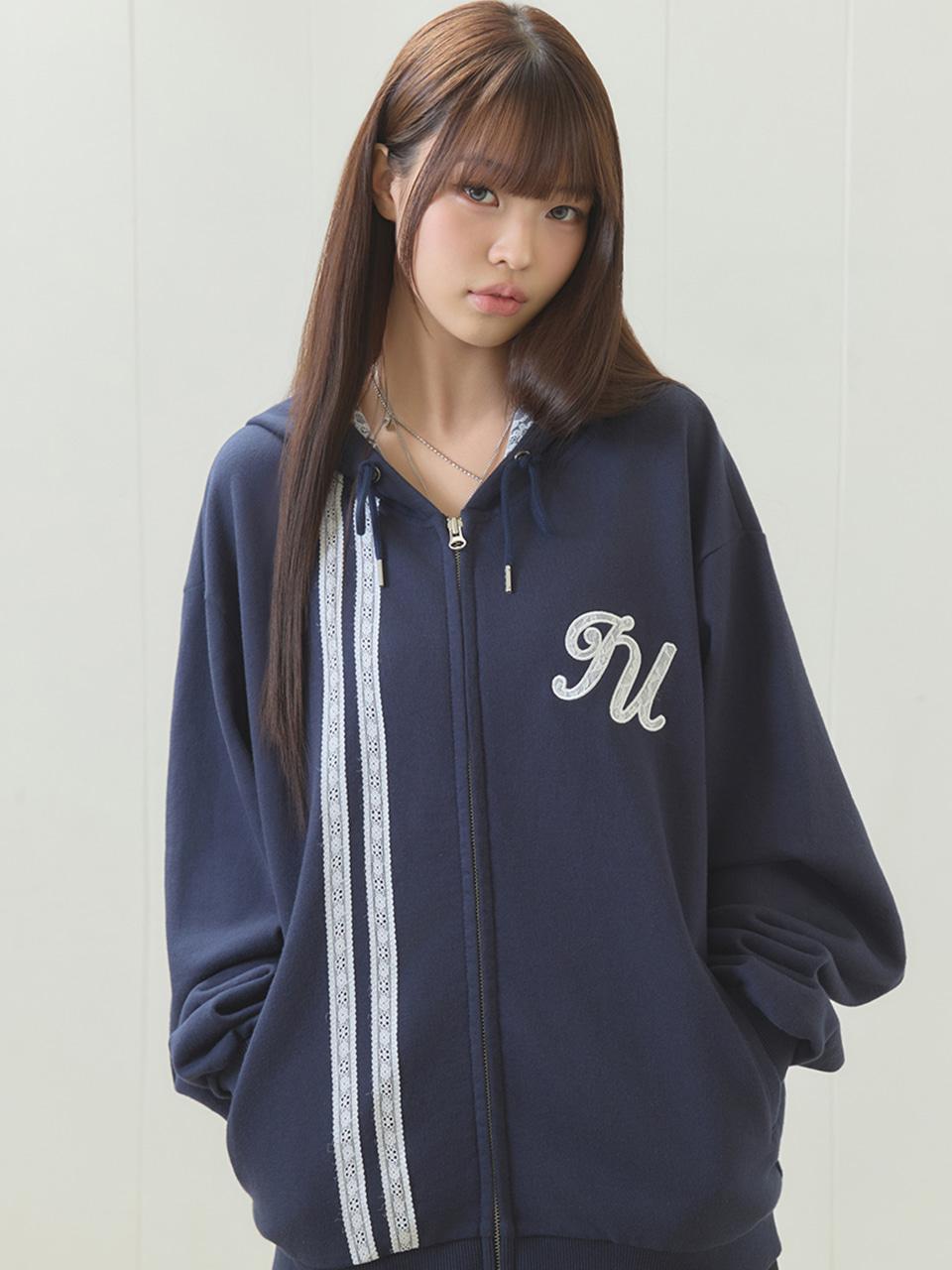 EL LACE HOOD ZIP UP(NAVY)