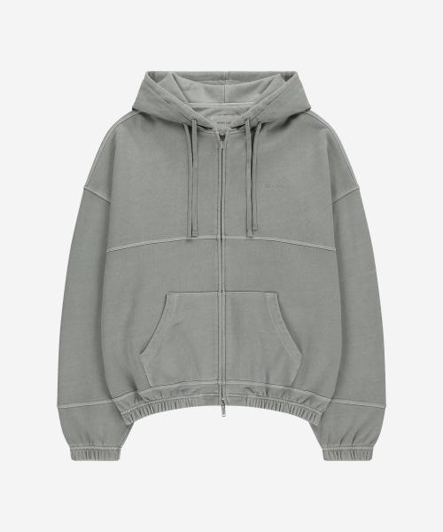 DEV:7 GARMENT DYE DOUBLE HOODIE ZIP-UP_LIGHT GREY