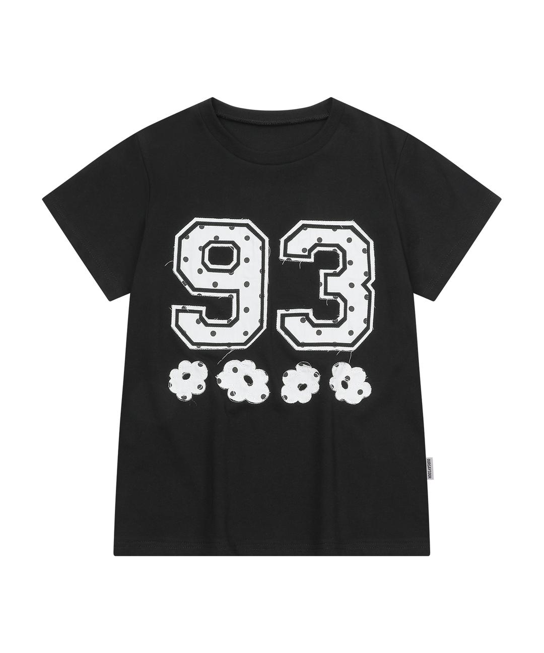 93 도트 플라워 아플리케 반팔티 블랙