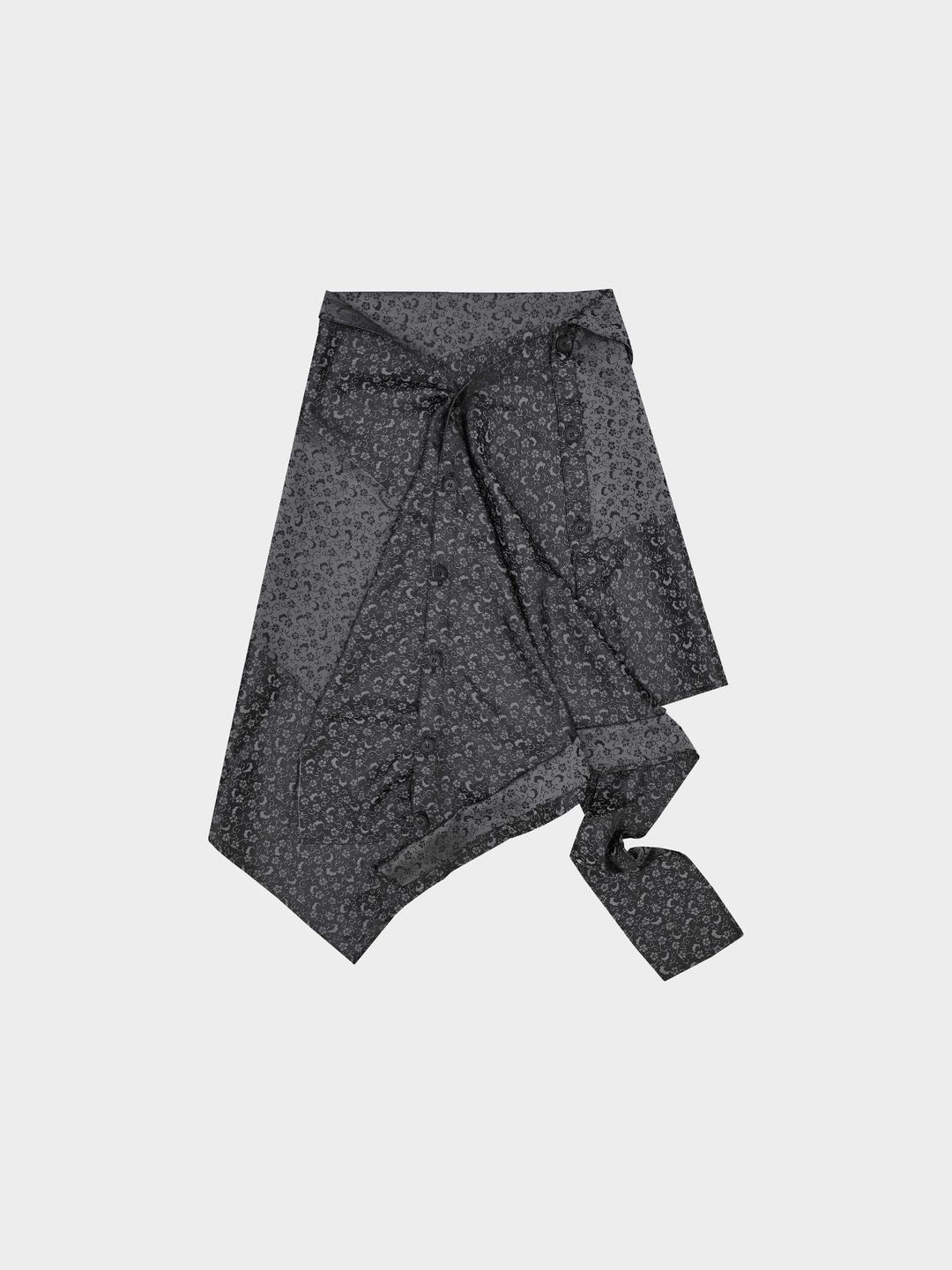 PRINTED BUTTON WRAP SKIRT