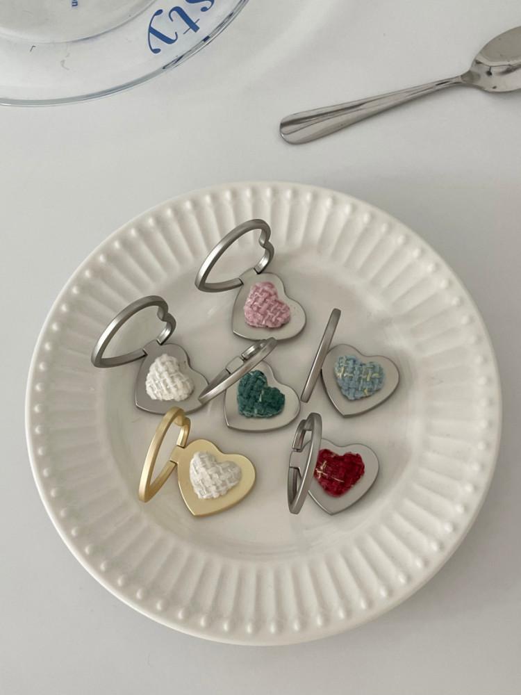 트위드 하트 단추 핑거톡 6 design