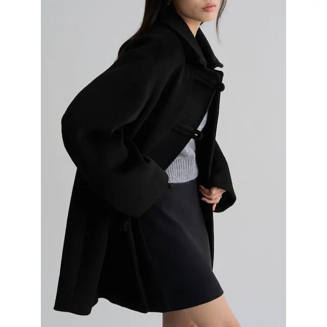 버튼 하프 코트 블랙 (325Y30LY25) 여성