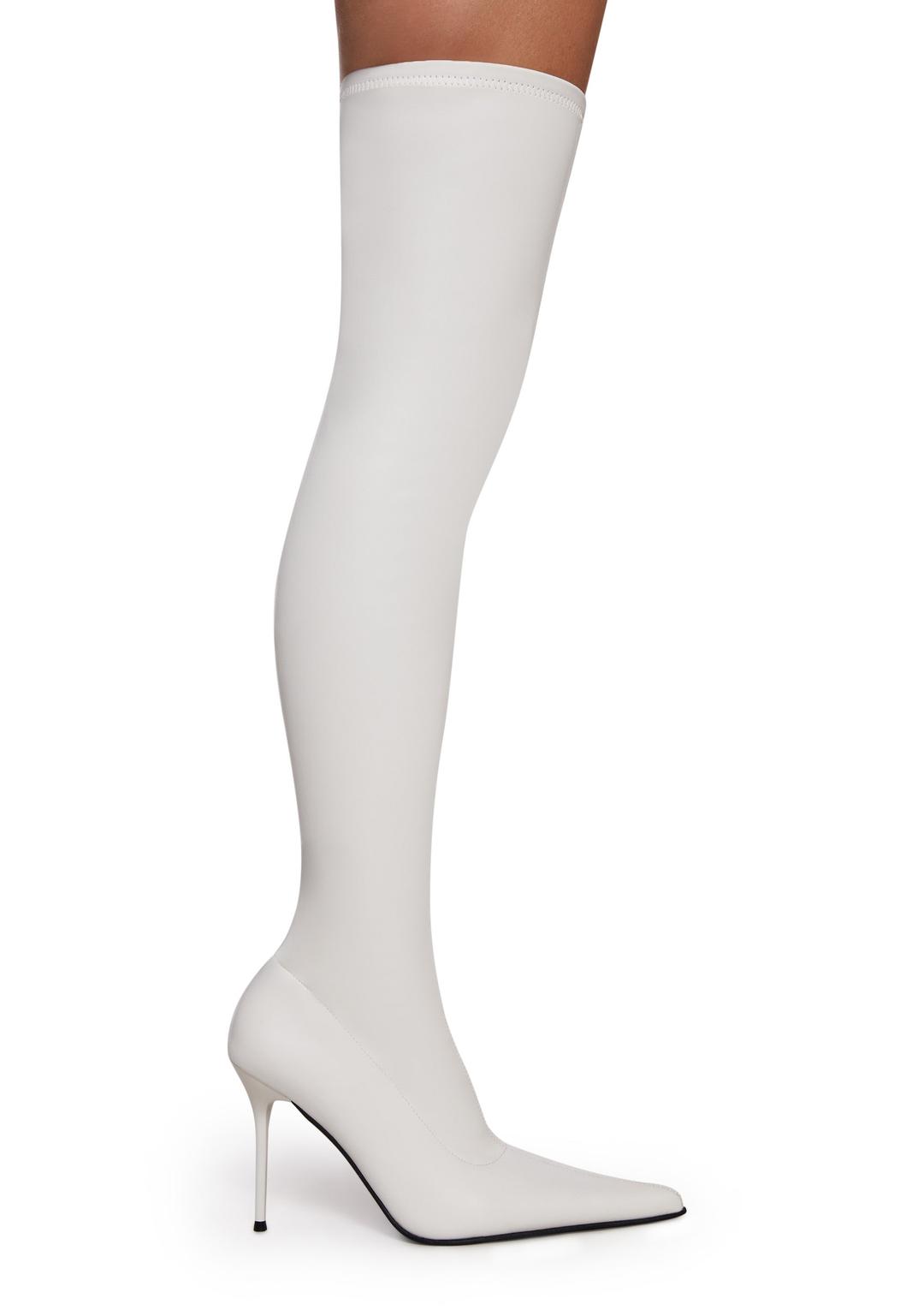 Thigh High Stretch Boots - White - WHITE / US 5
