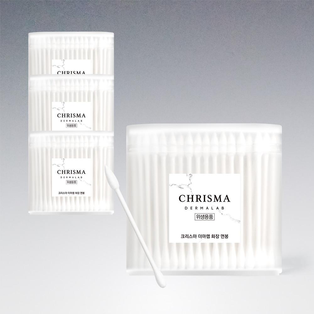 크리스마 더마랩 화장 메이크업 면봉 800개 (200개입 4개) 고급 뾰족한 듀얼 순면 종이 면봉