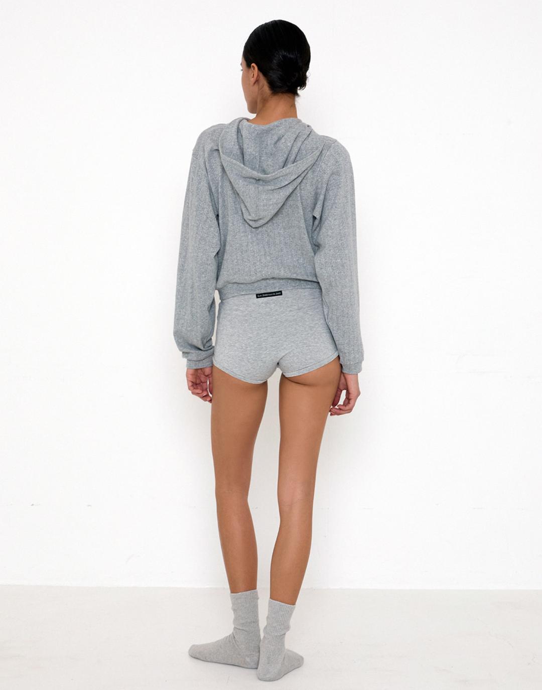 261 Eyelet Rib Lightweight Ivel Hoodie (Heather Grey)