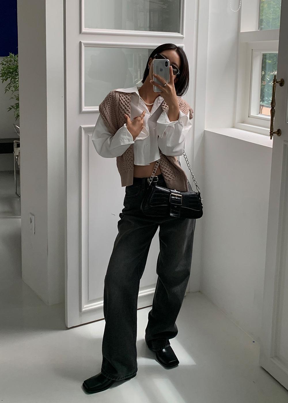 페이스 워싱 데님 와이드 팬츠 12817