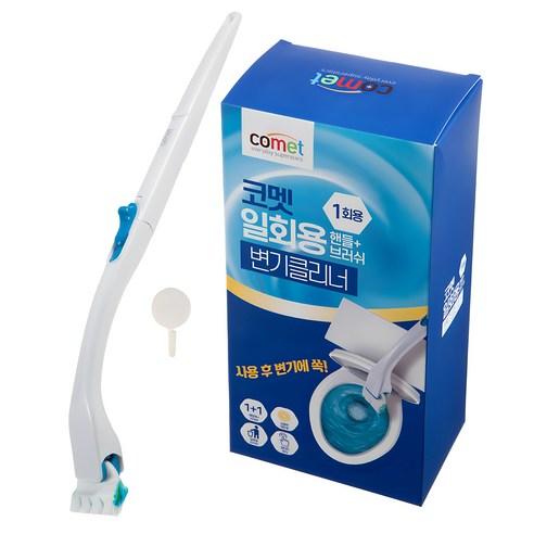 코멧 일회용 변기 클리너 대용량 브러쉬 24입 + 핸들 +전용고리 세트 - 청소솔/스틱 | 쿠팡